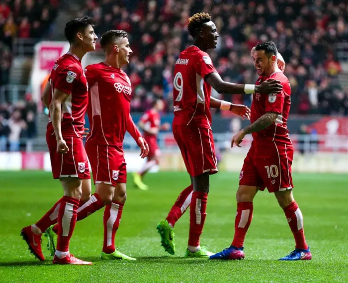 Framed Print : Bristol City's Lee Tomlin Scores the Opener in Sky Bet EFL Championship Match Against Huddersfield Town (17 March 2017)