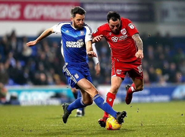 Bristol City's Lee Tomlin Tackled by Ipswich Town's Cole Skuse during Sky Bet Championship Match
