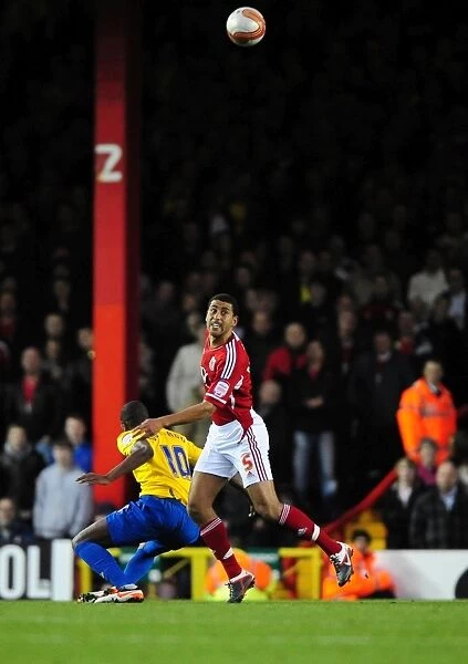 Bristol City's Lewin Nyatanga Clears Ball in Championship Clash vs. Southampton (November 26, 2011)