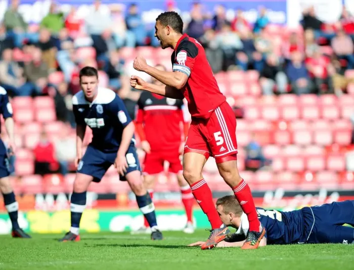 Framed Print : Bristol City's Lewin Nyatanga Scores the Winning Goal Against Huddersfield Town, Npower Championship 2013 Framed Print : Bristol City's Lewin Nyatanga Scores the Winning Goal Against Huddersfield Town, Npower Championship 2013
