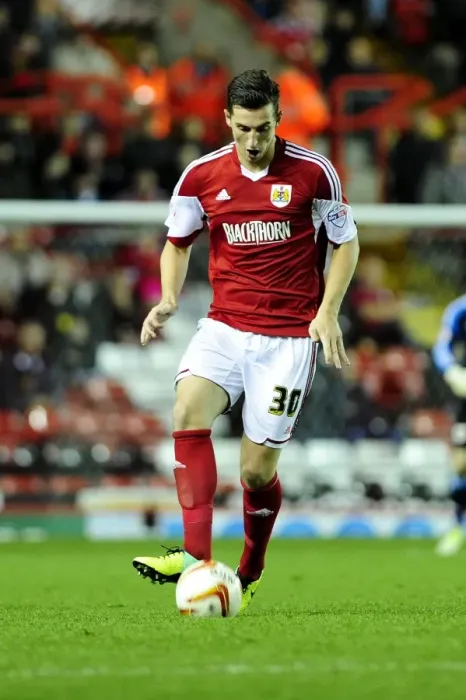 Framed Print : Bristol City's Lewis Dunk in Action Against Brentford, Sky Bet League One, 2013