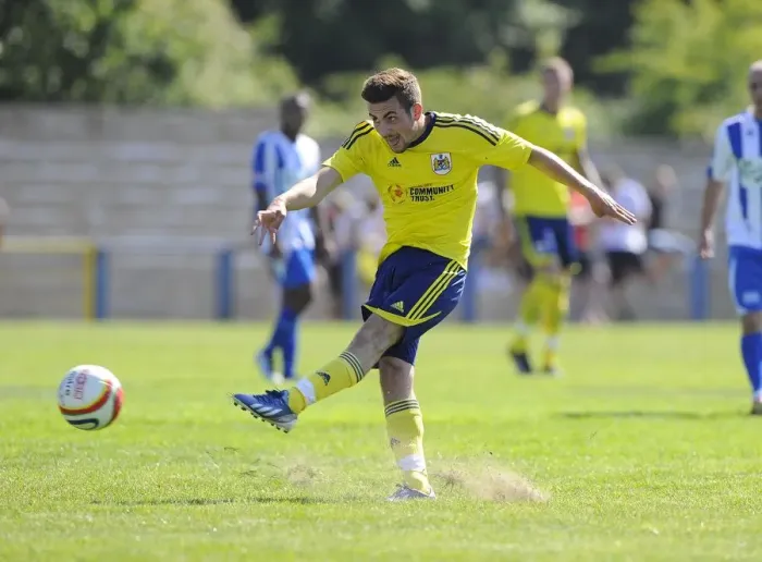 Framed Print : Bristol City's Lewis Hall Scores in Pre-Season Victory Against Clevedon Town Framed Print : Bristol City's Lewis Hall Scores in Pre-Season Victory Against Clevedon Town