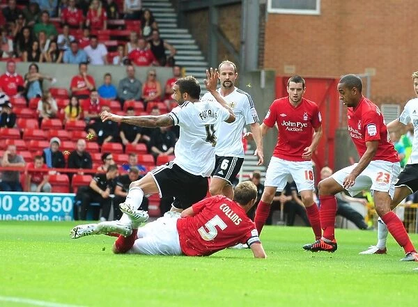Bristol City's Liam Fontaine Fouls Called Back vs. Nottingham Forest (Nottingham Forest v Bristol City, Championship 2012)