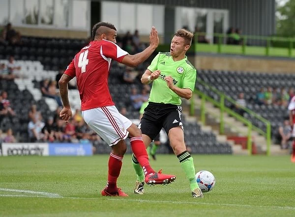 Bristol City's Liam Fontaine Stops Matt Taylor's Goal Attempt at Forest Green Rovers (2013)