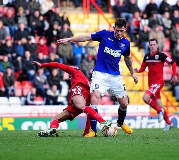 Bristol City's Liam Fontaine Unable to Prevent Daryl Murphy's Goal vs Ipswich Town (January 2013)