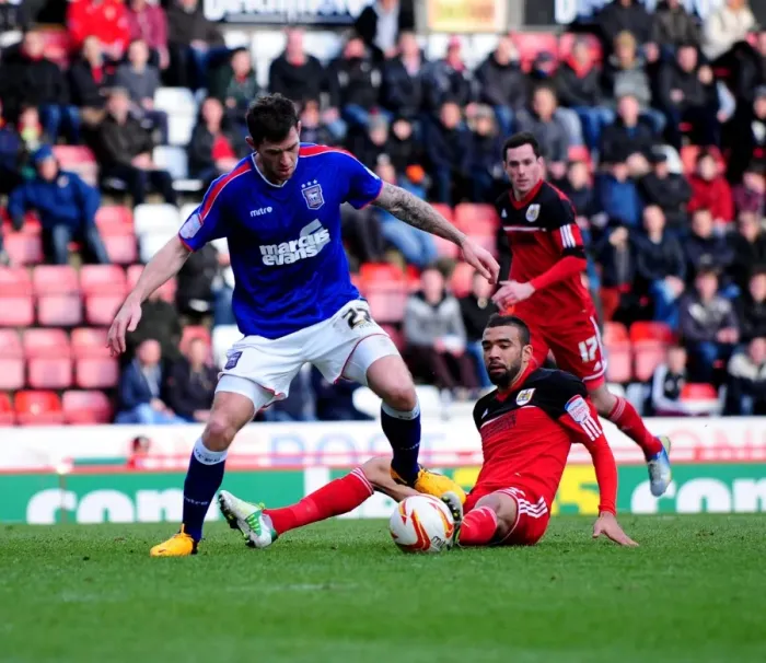 Framed Print : Bristol City's Liam Fontaine Unable to Stop Daryl Murphy's Goal vs Ipswich Town (January 2013) Framed Print : Bristol City's Liam Fontaine Unable to Stop Daryl Murphy's Goal vs Ipswich Town (January 2013)