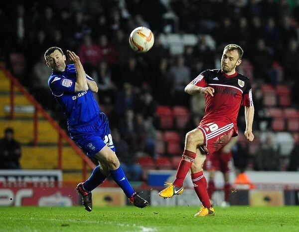 Bristol City's Liam Kelly Fires from Distance in Npower Championship Clash vs. Birmingham City