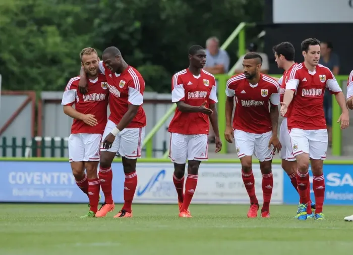 Framed Print : Bristol City's Liam Kelly Scores First Goal of the Season Against Forest Green Rovers (2013)