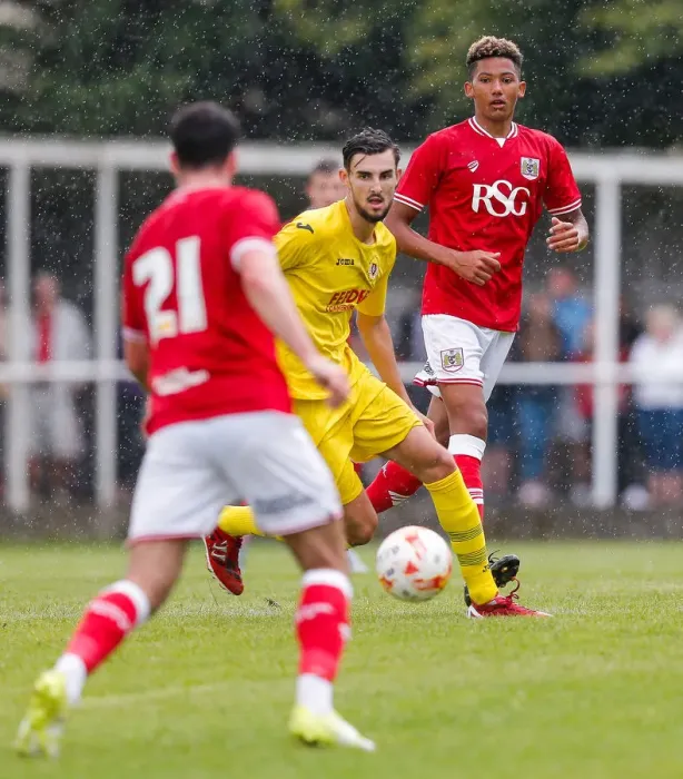 Framed Print : Bristol City's Lloyd Kelly in Action during Pre-Season Community Match vs. Brislington Framed Print : Bristol City's Lloyd Kelly in Action during Pre-Season Community Match vs. Brislington