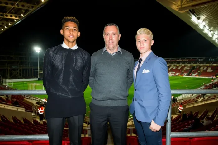 Framed Print : Bristol City's Lloyd Kelly and George Dowling Receive Pro Terms Offer from Club Legend Brian Tinnion at Ashton Gate Stadium (Bristol City v Nottingham Forest, Sky Bet Championship) Framed Print : Bristol City's Lloyd Kelly and George Dowling Receive Pro Terms Offer from Club Legend Brian Tinnion at Ashton Gate Stadium (Bristol City v Nottingham Forest, Sky Bet Championship)