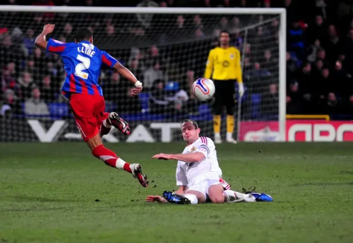 Framed Print : Bristol City's Louis Carey Tackles Nathaniel Clyne in Championship Clash at Selhurst Park (Crystal Palace v Bristol City, 22 / 01 / 2011)
