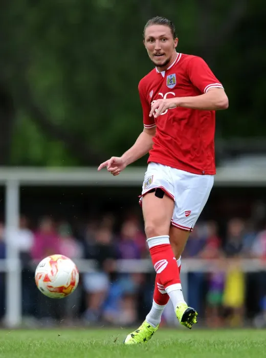 Framed Print : Bristol City's Luke Ayling in Pre-Season Action at Brislington Stadium (July 2015)
