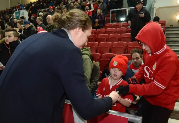 Framed Print : Bristol City's Luke Ayling Signs Autographs at Ashton Gate after Championship Match vs. Brighton Framed Print : Bristol City's Luke Ayling Signs Autographs at Ashton Gate after Championship Match vs. Brighton