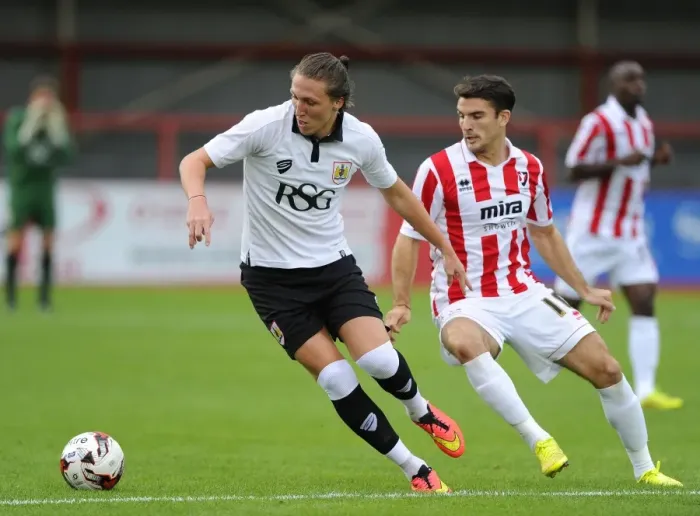 Framed Print : Bristol City's Luke Ayling vs. Terry Gornell: A Battle for the Ball in Cheltenham Town vs. Bristol City Pre-Season Friendly