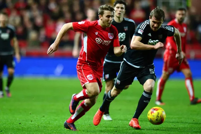 Framed Print : Bristol City's Luke Freeman Charges Down the Wing Against Brentford in Sky Bet Championship Clash Framed Print : Bristol City's Luke Freeman Charges Down the Wing Against Brentford in Sky Bet Championship Clash