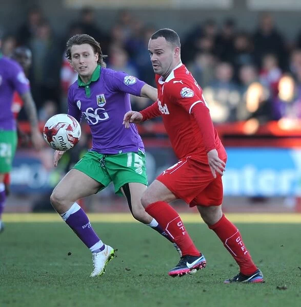 Bristol City's Luke Freeman Closes In on Crawley Town's Lee Fowler during Sky Bet League One Match