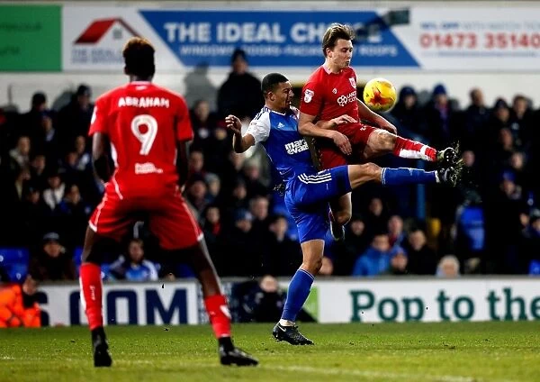 Bristol City's Luke Freeman Outmuscles Ipswich Town's Myles Kenlock for the Ball