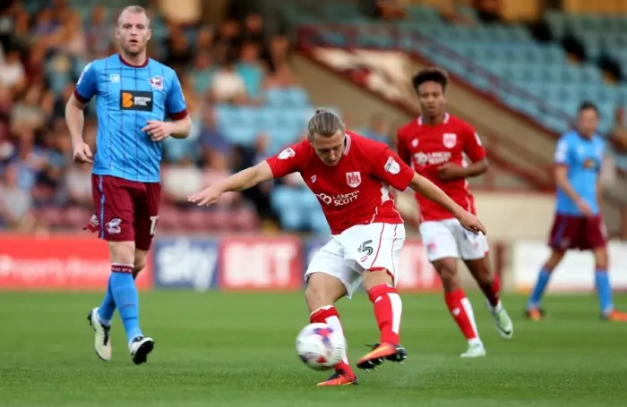 Framed Print : Bristol City's Luke Freeman Scores in EFL Cup Clash vs Scunthorpe United Framed Print : Bristol City's Luke Freeman Scores in EFL Cup Clash vs Scunthorpe United