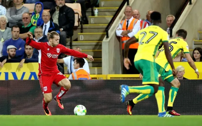 Framed Print : Bristol City's Luke Freeman Scores Past Norwich City Goalkeeper in Championship Clash Framed Print : Bristol City's Luke Freeman Scores Past Norwich City Goalkeeper in Championship Clash