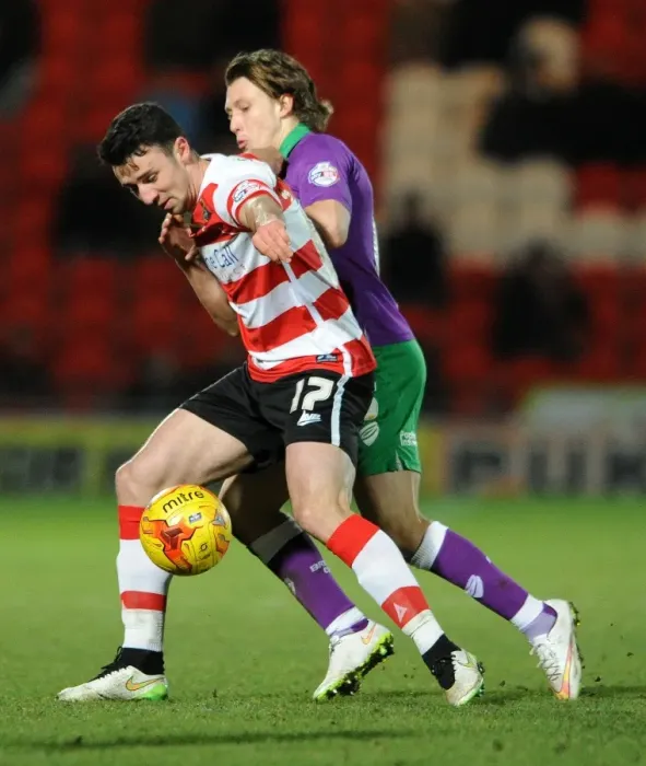 Framed Print : Bristol City's Luke Freeman Stops Doncaster Rovers Enda Stevens, Doncaster-Keepmoat Stadium, 2015 Framed Print : Bristol City's Luke Freeman Stops Doncaster Rovers Enda Stevens, Doncaster-Keepmoat Stadium, 2015