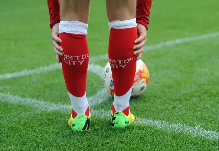 Framed Print : Bristol City's Luke Freeman: A Unique Socks Moment at Ashton Gate (September 6, 2014)