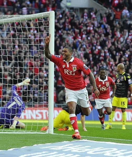 Bristol City's Mark Little Euphoric After Scoring the Game-Winning Goal in the Johnstone's Paint Trophy Final Against Walsall, 2015