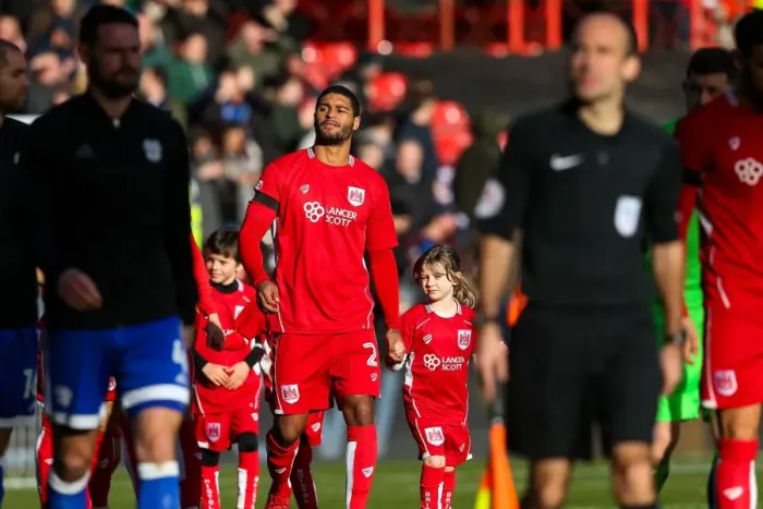 Framed Print : Bristol City's Mark Little Leads Out Team Against Cardiff City - Sky Bet Championship, Ashton Gate Stadium