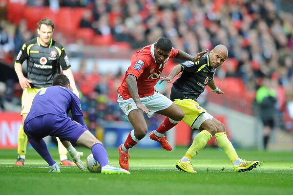Bristol City's Mark Little Tackles Walsall's James Chambers - Johnstone's Paint Trophy Final, Wembley Stadium