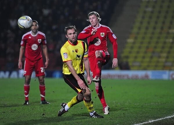 Bristol City's Martyn Woolford Clears the Ball at Vicarage Road Stadium, Watford v Bristol City Championship Match, 2011
