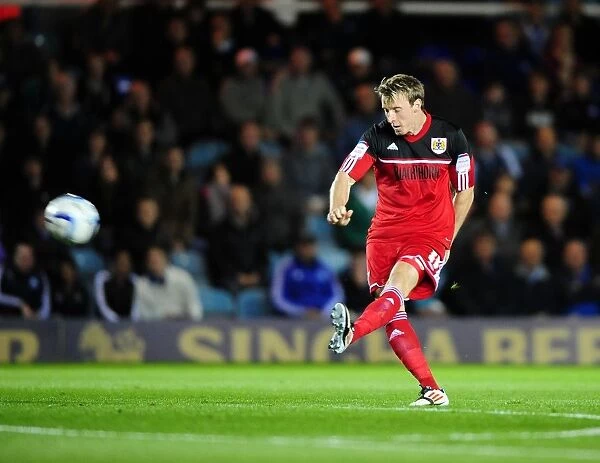 Bristol City's Martyn Woolford Narrowly Misses Free Kick Goal vs. Peterborough United (18-09-2012)