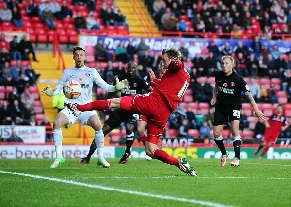 Bristol City's Martyn Woolford Narrowly Misses Goal Against Charlton Athletic