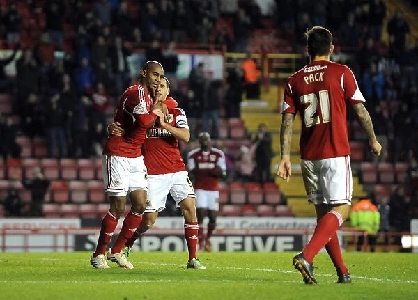 Bristol City's Marvin Elliott and Sam Baldock Celebrate Goal in FA Cup Match Against Dagenham and Redbridge