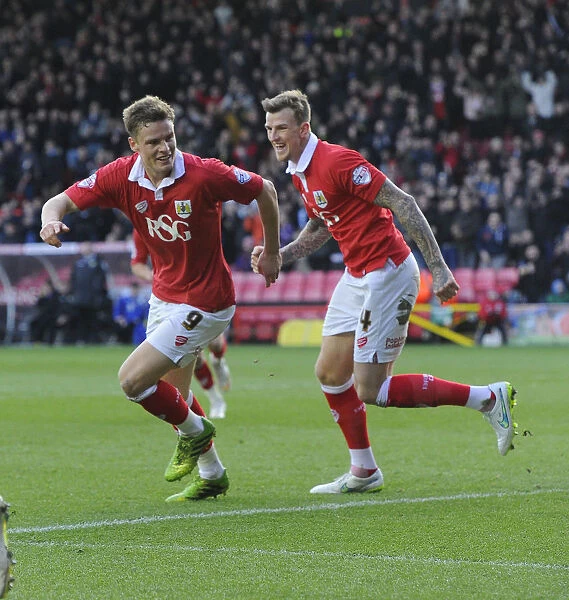 Bristol City's Matt Smith and Aden Flint Celebrate Goal Against Notts County, Sky Bet League One, Ashton Gate
