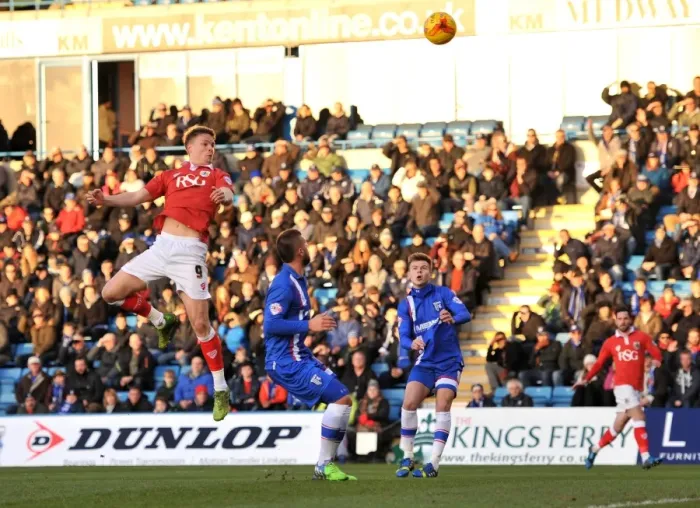Framed Print : Bristol City's Matt Smith Charges Towards Goal in Sky Bet League One Clash against Gillingham Framed Print : Bristol City's Matt Smith Charges Towards Goal in Sky Bet League One Clash against Gillingham