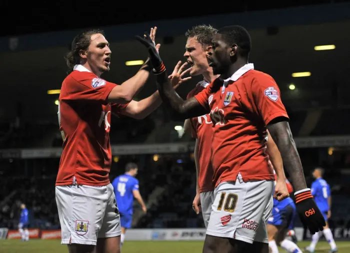 Framed Print : Bristol City's Matt Smith and Luke Ayling Celebrate Goal in Johnstone's Paint Trophy Area Final against Gillingham Framed Print : Bristol City's Matt Smith and Luke Ayling Celebrate Goal in Johnstone's Paint Trophy Area Final against Gillingham