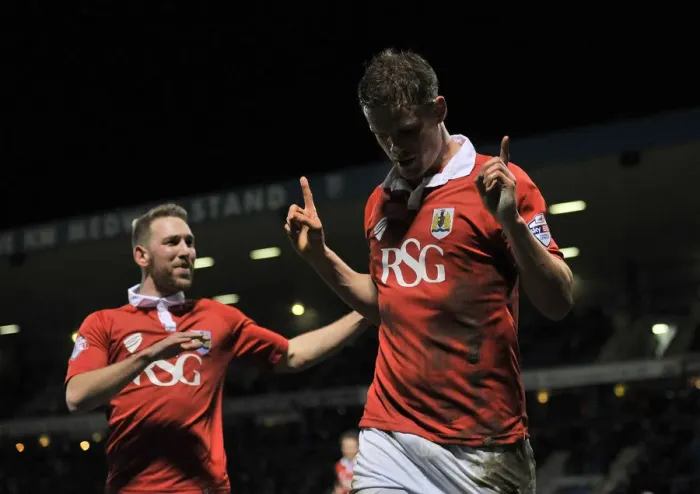 Framed Print : Bristol City's Matt Smith Scores Brace in Johnstone's Paint Trophy Area Final Win over Gillingham Framed Print : Bristol City's Matt Smith Scores Brace in Johnstone's Paint Trophy Area Final Win over Gillingham