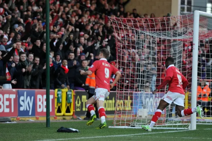 Framed Print : Bristol City's Matt Smith Scores Dramatic Goal in Front of Home Fans vs Fleetwood Town, Sky Bet League One (January 2015) Framed Print : Bristol City's Matt Smith Scores Dramatic Goal in Front of Home Fans vs Fleetwood Town, Sky Bet League One (January 2015)