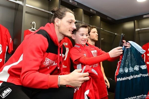Bristol City's Milan Djuric and Mascot Before Fulham Match, 2017