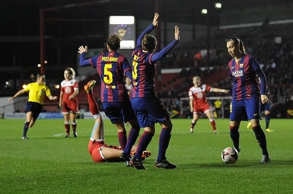Bristol City's Natasha Harding Fights for Penalty in Champions League Clash vs. FC Barcelona