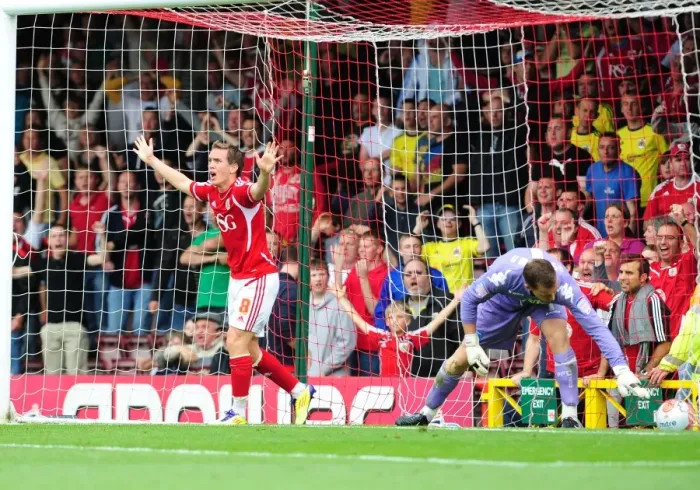 Framed Print : Bristol City's Neil Kilkenny Disbelief as Goal is Disallowed in 200811 Championship Match vs. Portsmouth Framed Print : Bristol City's Neil Kilkenny Disbelief as Goal is Disallowed in 200811 Championship Match vs. Portsmouth
