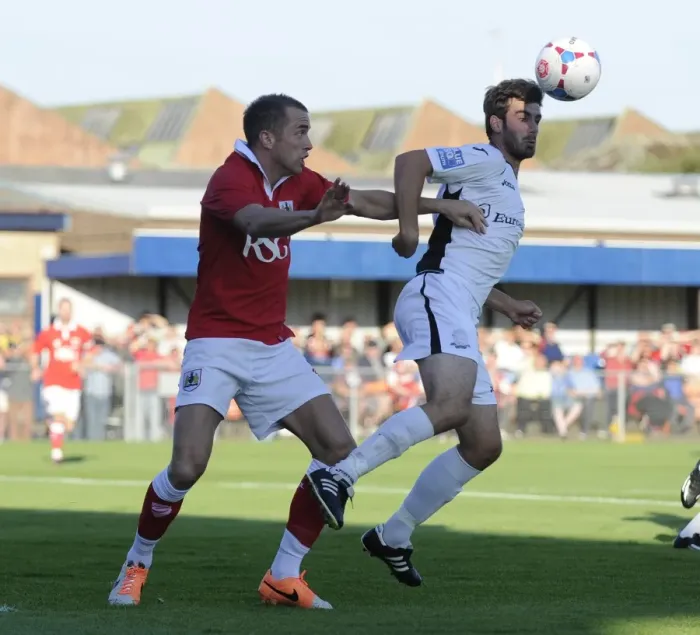 Framed Print : Bristol City's New Signing, Aaron Wilbraham, in Action at Weston Super Mare's Woodspring Stadium (09 / 07 / 2014) Framed Print : Bristol City's New Signing, Aaron Wilbraham, in Action at Weston Super Mare's Woodspring Stadium (09 / 07 / 2014)