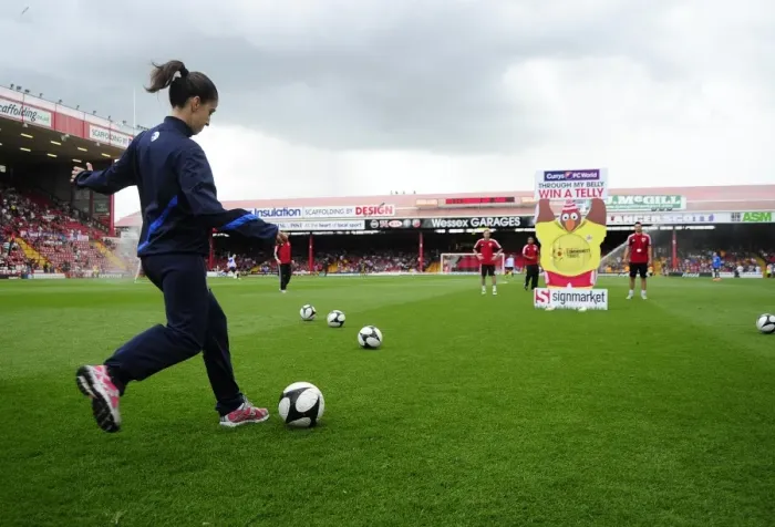 Framed Print : Bristol City's New Signing Keka Takes the Belly Challenge at Ashton Gate - Bristol City vs Bradford City, Sky Bet League One Framed Print : Bristol City's New Signing Keka Takes the Belly Challenge at Ashton Gate - Bristol City vs Bradford City, Sky Bet League One