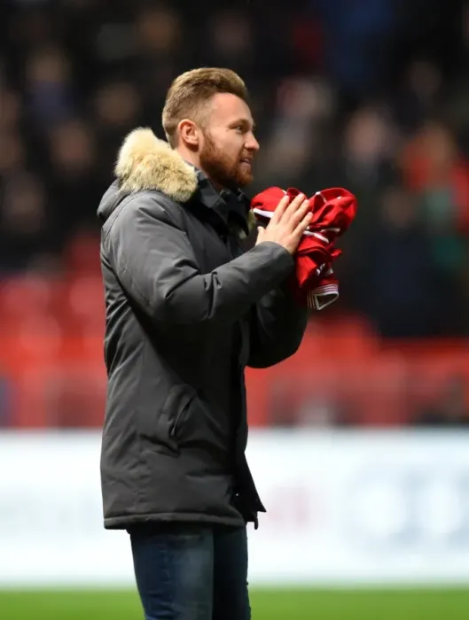 Framed Print : Bristol City's New Signing Matty Taylor Watches Debut at Ashton Gate Against Sheffield Wednesday Framed Print : Bristol City's New Signing Matty Taylor Watches Debut at Ashton Gate Against Sheffield Wednesday