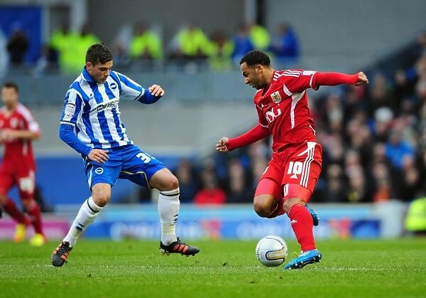 Bristol City's Nicky Maynard Fights for Ball in Championship Match against Brighton - 14 / 01 / 2012