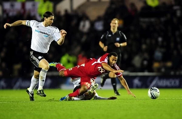 Bristol City's Nicky Maynard Fouls by Craig Bryson in Derby County Championship Clash (10th December 2011)
