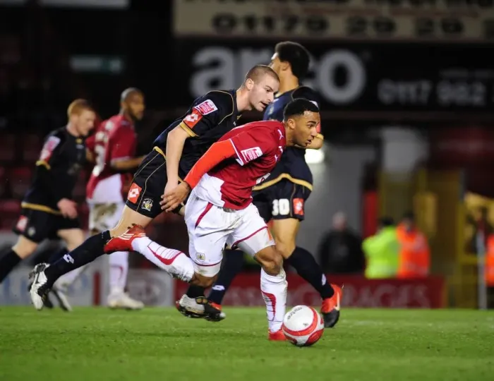 Framed Print : Bristol City's Nicky Maynard Scores Against Barnsley in Championship Match, 2010