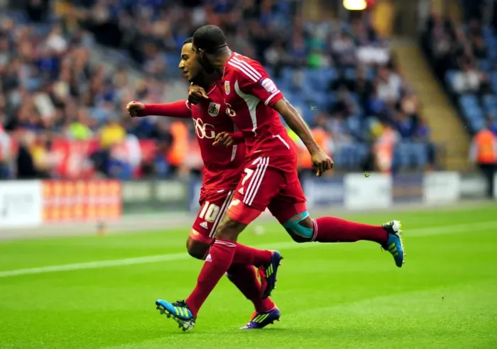 Framed Print : Bristol City's Nicky Maynard Scores Championship Opener Against Leicester City (August 2011)