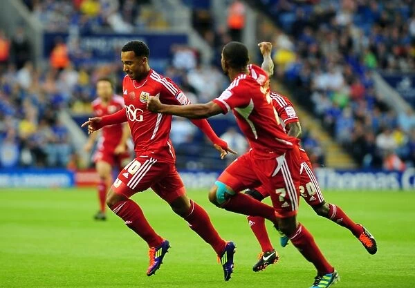 Bristol City's Nicky Maynard Scores Stunning Opening Goal Against Leicester City in Championship Match (06 / 08 / 2011)