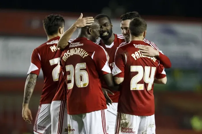 Framed Print : Bristol City's Nyron Nosworthy Scores the Second Goal: 2-0 Lead over Port Vale in Sky Bet League One (2014) Framed Print : Bristol City's Nyron Nosworthy Scores the Second Goal: 2-0 Lead over Port Vale in Sky Bet League One (2014)