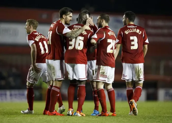 Framed Print : Bristol City's Nyron Nosworthy Scores the Team's Second Goal against Port Vale for a 2-0 Lead in Sky Bet League One (2014) Framed Print : Bristol City's Nyron Nosworthy Scores the Team's Second Goal against Port Vale for a 2-0 Lead in Sky Bet League One (2014)